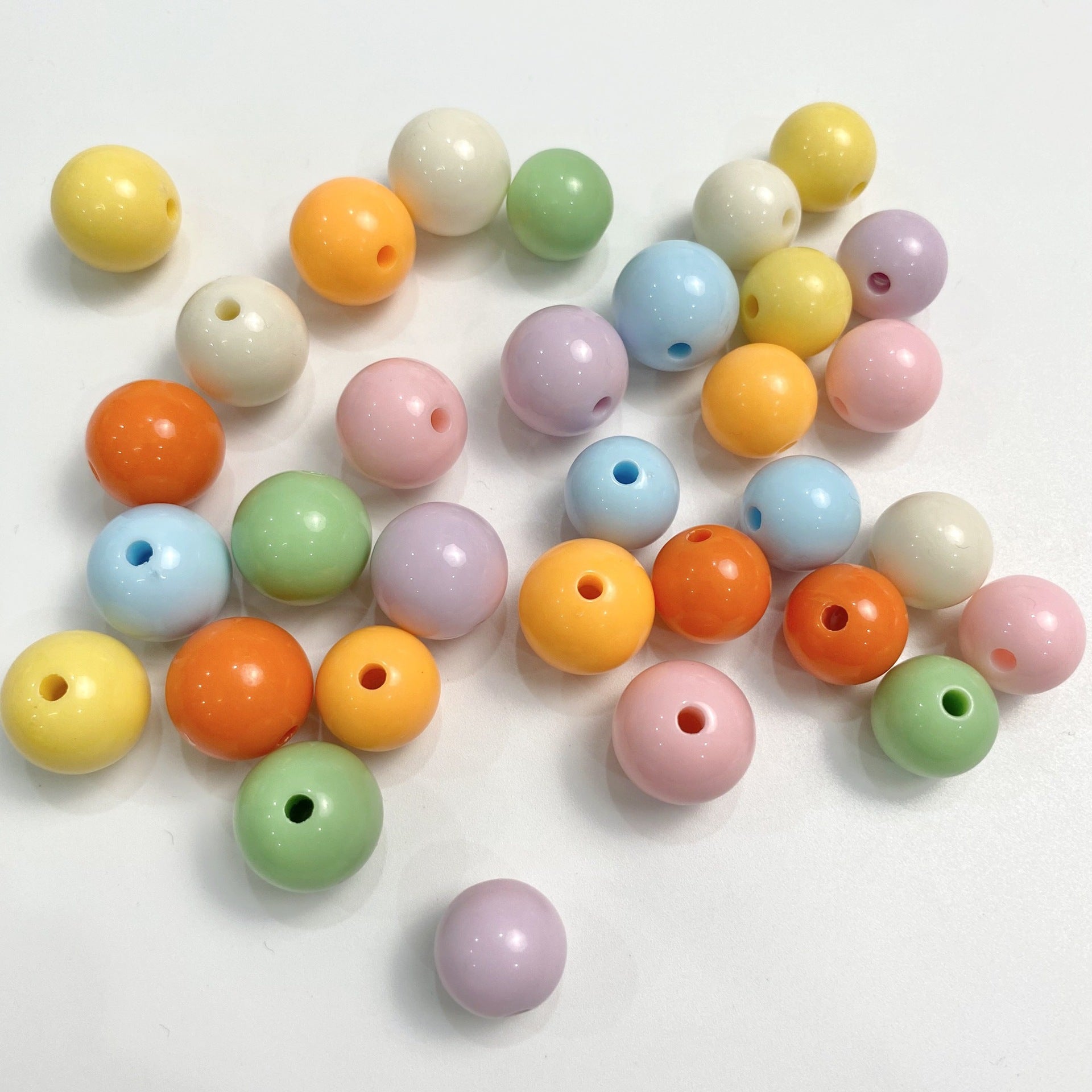 Cream-colored solid color round beads with straight holes, DIY handmade phone chain keychain materials, beaded jewelry accessories Secondary image