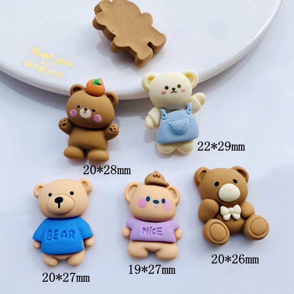 Resin DIY accessories, phone case DIY decorations, handmade materials, headwear, water cup stickers, matte texture, orange bear Secondary image