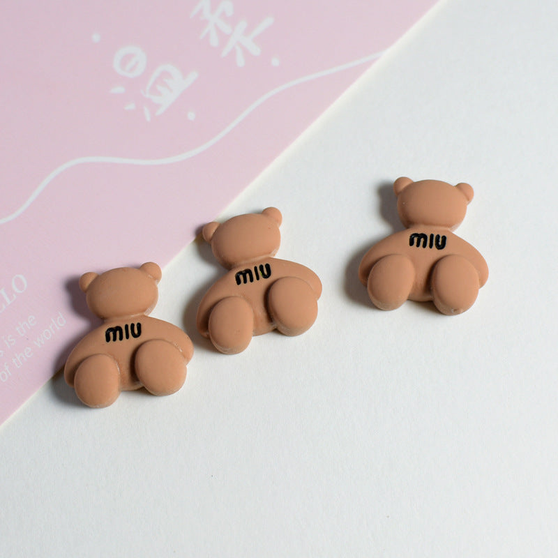 Mocha milk tea color Miu bear strawberry bear bow phone case resin accessory Secondary image