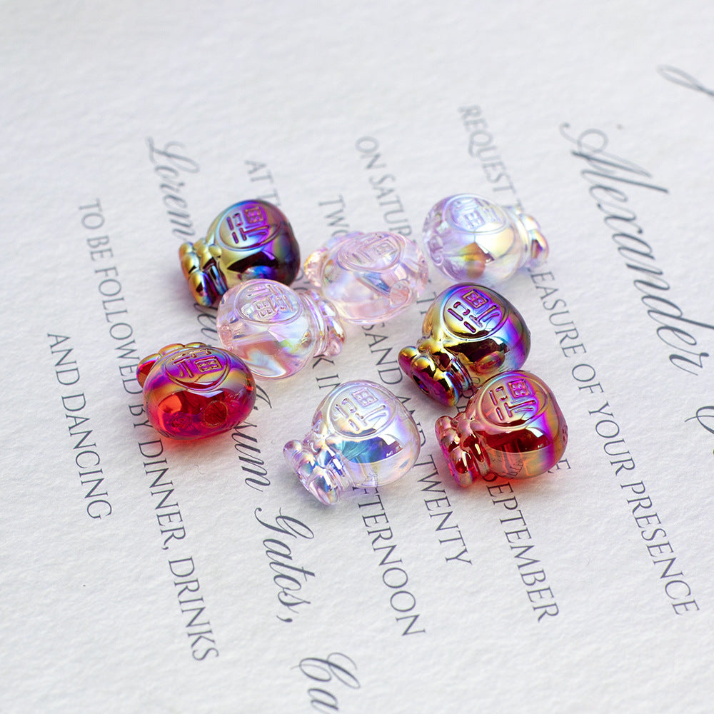 Transparent irregular-shaped beads electroplated colorful lucky bag acrylic loose beads for handmade DIY phone chain beading Secondary image