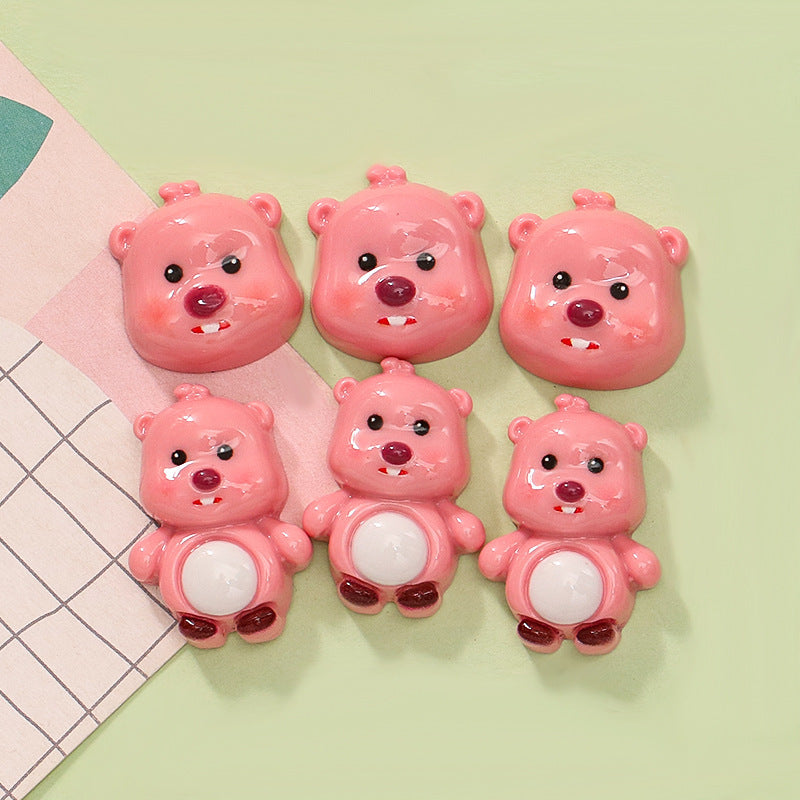 Cute cartoon pink little beaver DIY cream glue phone case keychain hairpin hairband resin accessory Secondary image