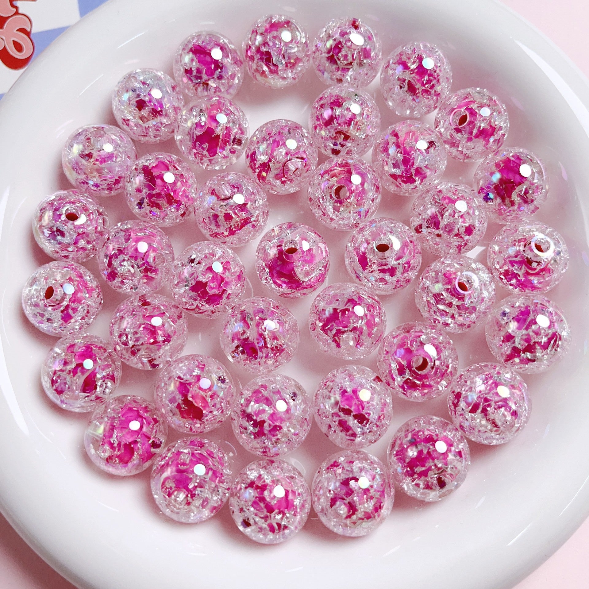 16mm high-quality Mabe luminous burst round beads DIY phone chain keychain car hanging bead material jewelry accessories Secondary image