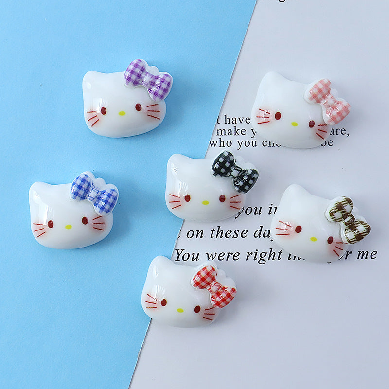 Colorful plaid KT cartoon resin accessories for DIY cream glue phone cases, hair clips, hair ties, and shoe decorations Secondary image