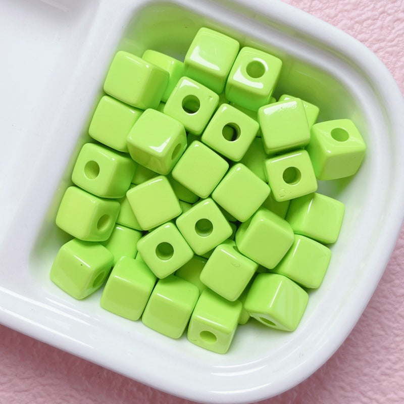 10/12 colorful lacquered large-hole square beads, loose beads, acrylic beads, DIY phone chain materials, jewelry accessories Secondary image