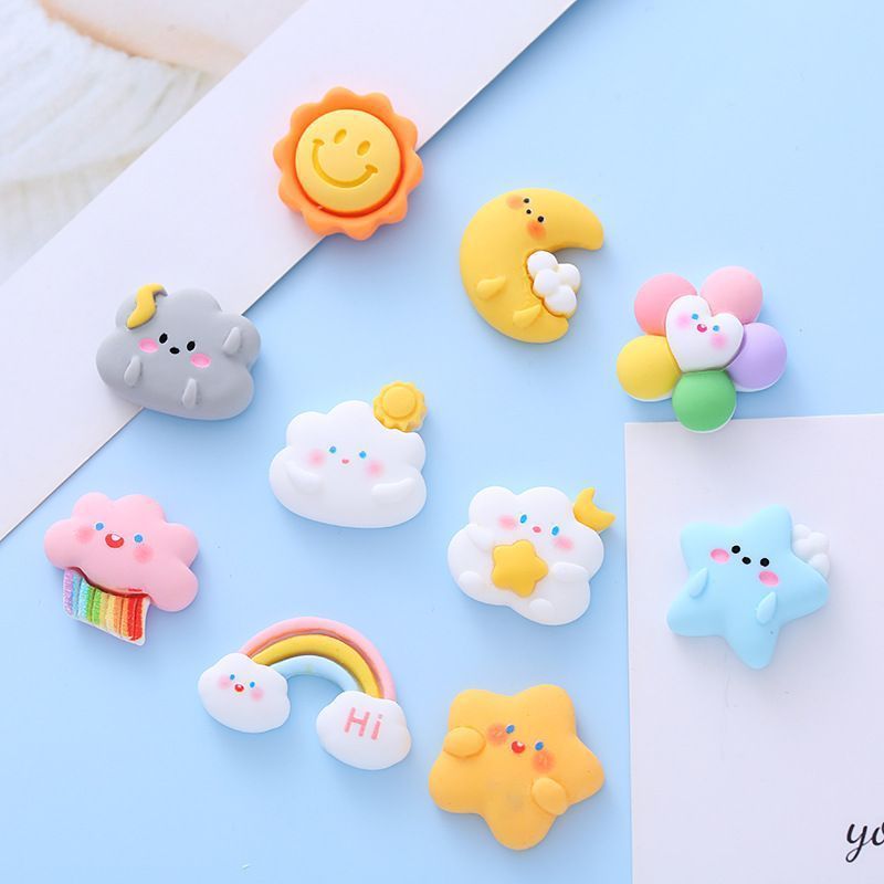 Cute cloud and sun resin accessories for DIY cream glue hair accessories, hair clips, phone cases, water cups, and electric vehicle stickers Secondary image
