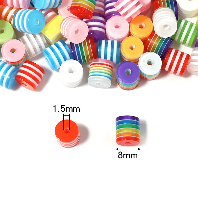 Resin rainbow striped cylindrical beads candy color mixed beads children's DIY beaded bracelet spacer bead accessories materials Secondary image