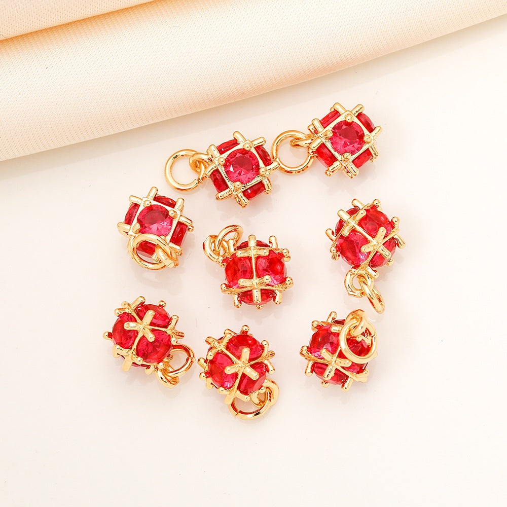 Gold-plated color-retaining zircon crystal rose pendant DIY handmade jewelry bracelet accessory Secondary image