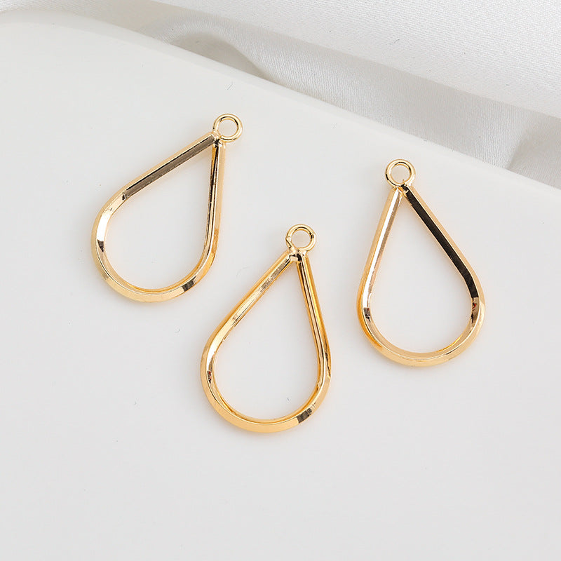 14k gold-plated color-retaining beveled edge teardrop frame DIY handmade jewelry pearl earrings wire-wrapped base frame Secondary image