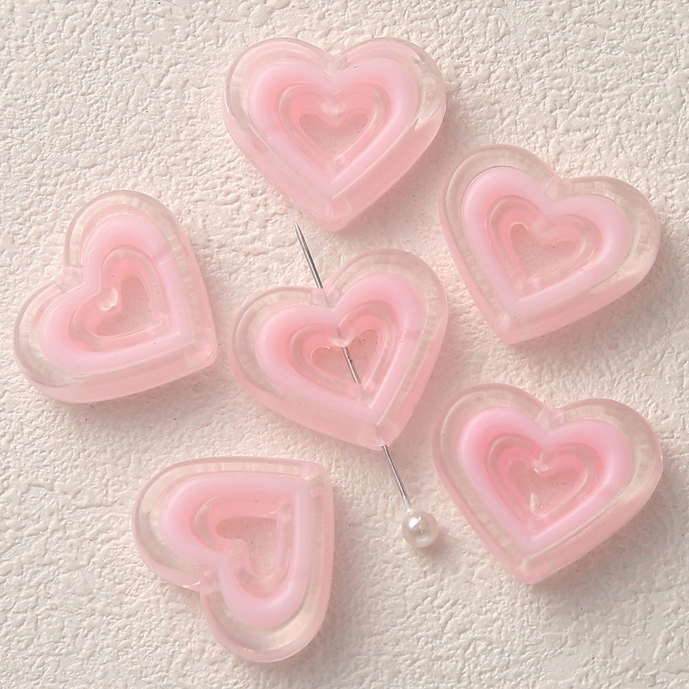 Acrylic straight-hole beads, heart-shaped hollow circles, DIY accessories for keychains and phone cases Secondary image