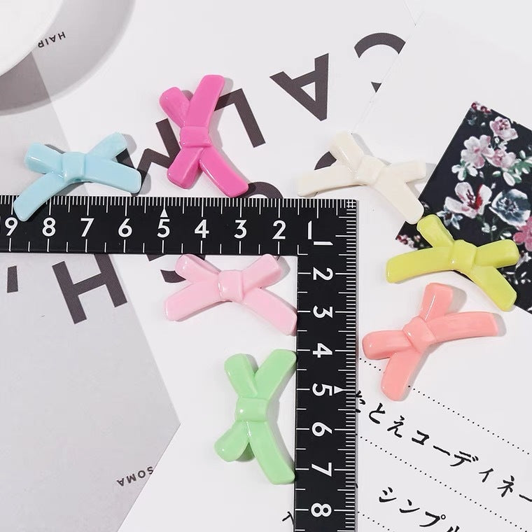 Acrylic macaron color bowknot cross knot straight hole beads DIY bracelet necklace accessories mobile phone chain materials Secondary image