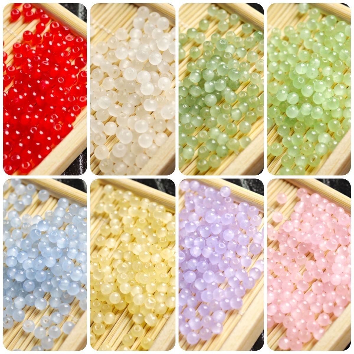 4mm bead bracelet, glass imitation jade loose beads, round beads for DIY hairpins, handmade beaded jewelry, bracelet, round beads, seed beads Secondary image