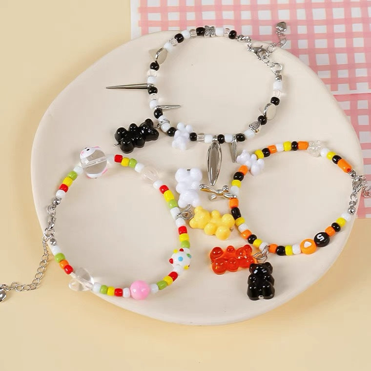 Acrylic colorful cream bear beads with vertical holes for DIY handmade necklaces, earrings, hair accessories, and decorative pieces Secondary image