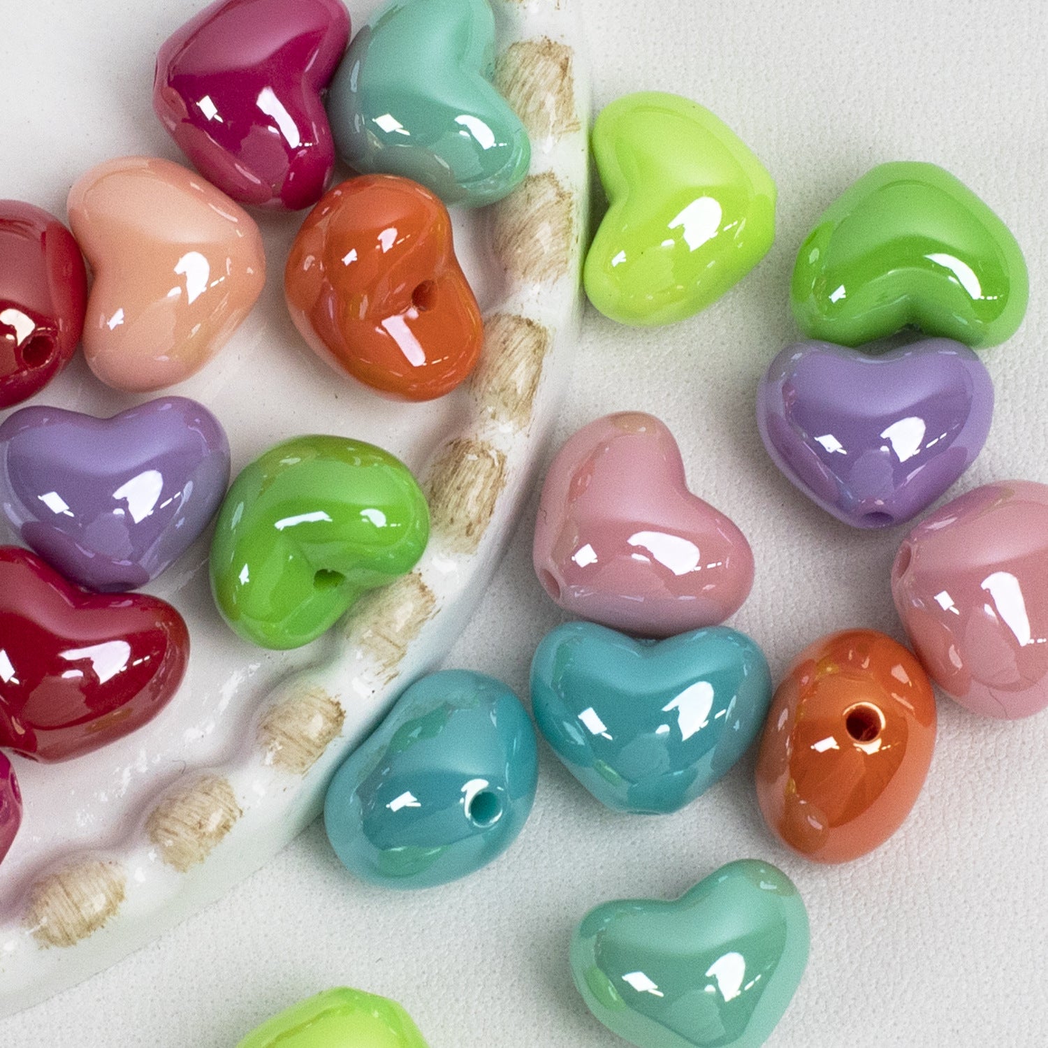 Colorful Fat Heart Beads Electroplated Acrylic Through-Hole Loose Beads DIY Bracelet Jewelry Accessories Secondary image