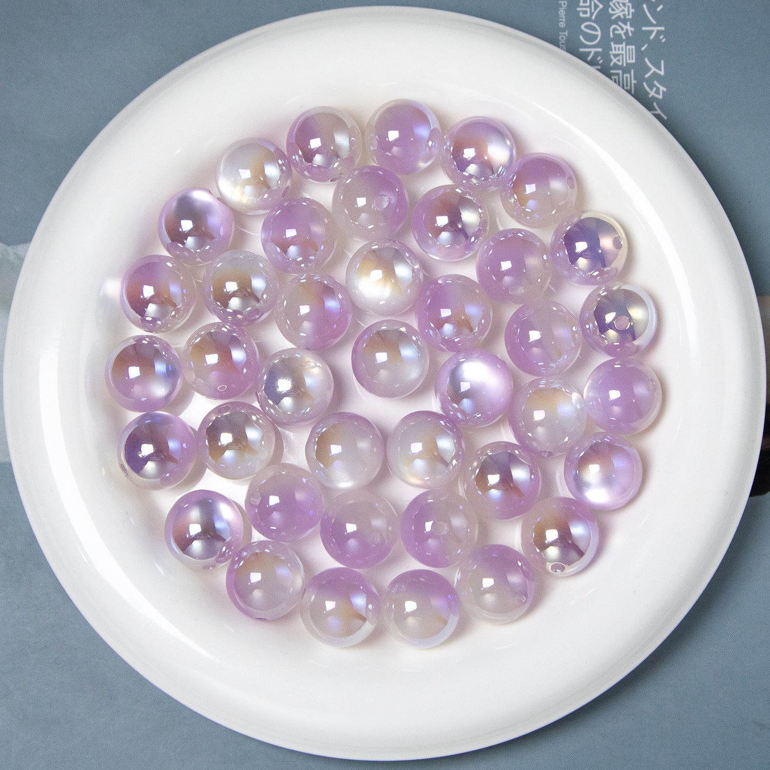 Light-changing two-tone wheat-colored resin beads, straight-hole loose beads, DIY phone chain beaded accessories Secondary image