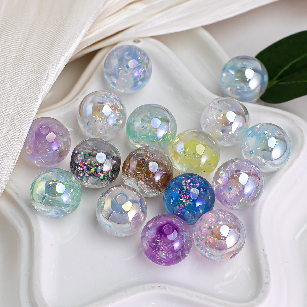 10mm-16mm Night Opal Resin High-Gloss Electroplated Through-Hole Loose Beads DIY Mobile Phone Chain Accessories Secondary image