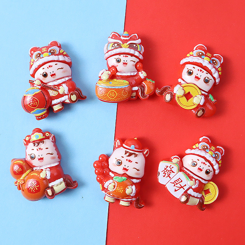 Cartoon New Year-themed auspicious baby resin accessories, cream glue DIY hair accessories, headbands, water bottle, shoe buckles, refrigerator magnets Secondary image