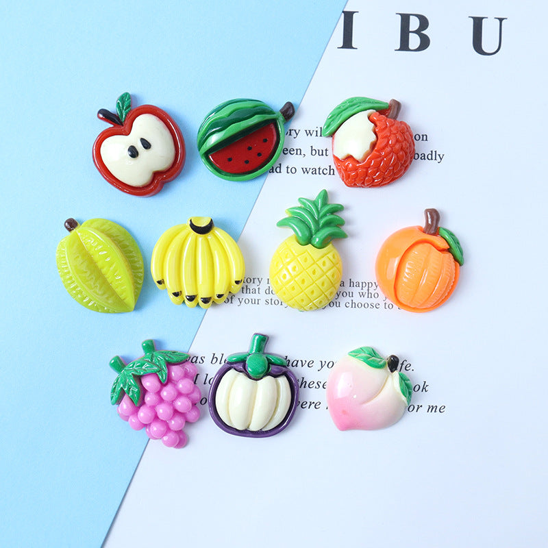 Peelable resin fruit accessories, strawberry DIY cream phone case materials, mangosteen and durian hair accessories, handmade headwear Secondary image
