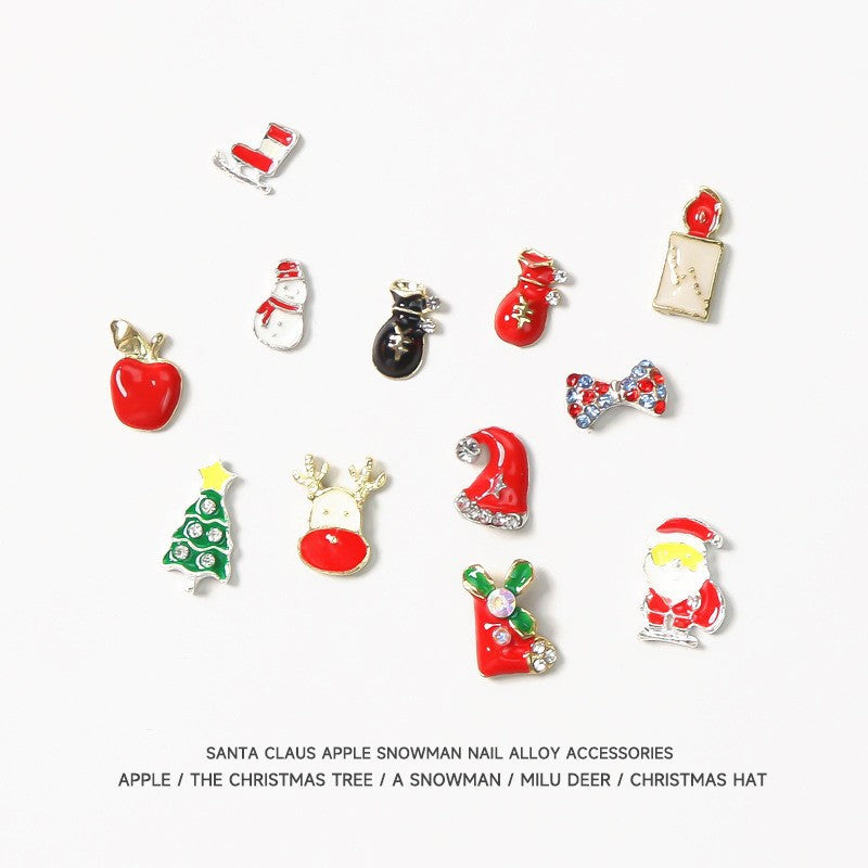 Boxed Santa Claus, Apple, Snowman Nail Art Alloy Decorations 12-Compartment Boxed 3D Nail Art Accessories Secondary image