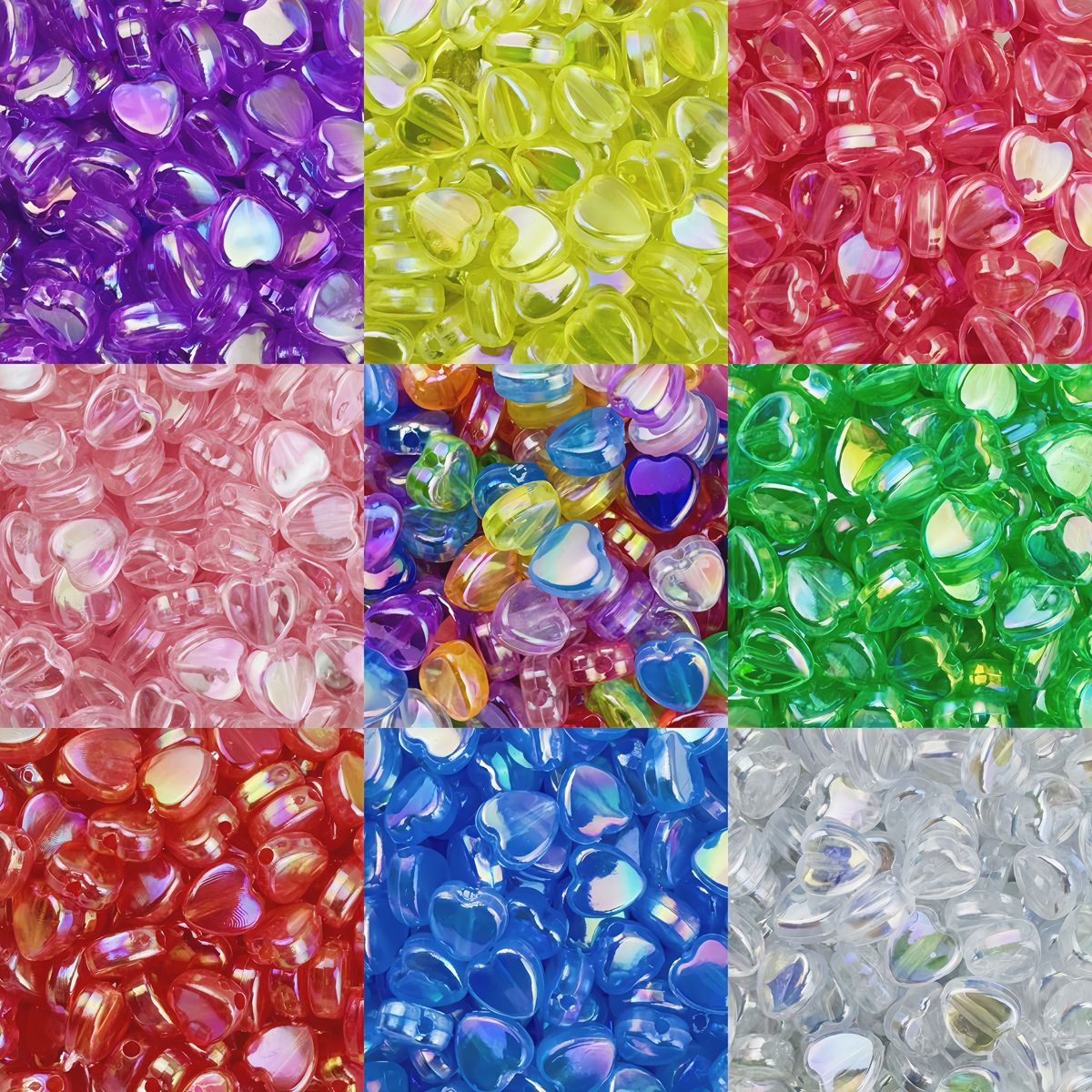 9mm Acrylic Transparent AB Color Heart-Shaped Loose Beads Heart-Shaped Craft Materials Bracelet DIY Jewelry Accessories Secondary image