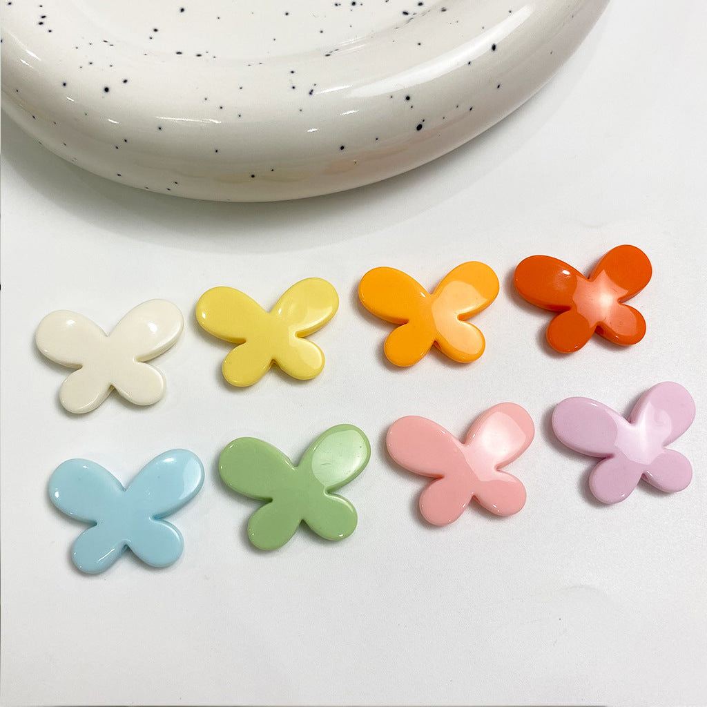 Acrylic cream-colored butterfly DIY handmade beading accessories, mobile phone chain materials, macaron color series straight-hole loose beads Secondary image