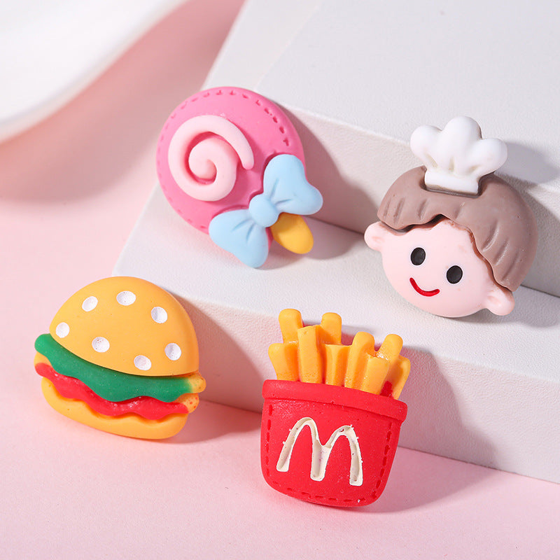 Cartoon Animal Burger Simulation Food Toy Series Resin Accessories Decorations Cream Glue DIY Handmade Hair Clips Secondary image