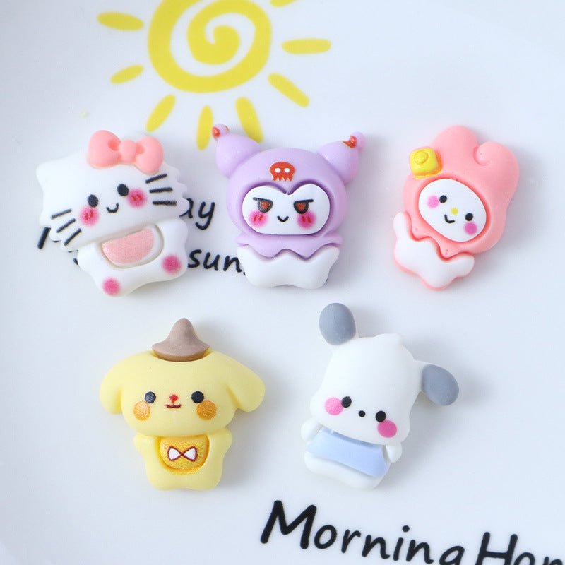 Cute Cartoon Sanrio Doll Cat Pudding Frosted DIY Accessories Resin Parts Cream Phone Case Pacha Dog Secondary image
