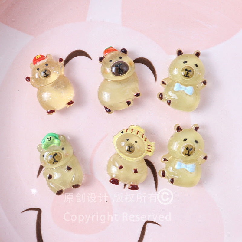Luminous Capybara Series Cartoon DIY Hair Clips, Hair Ties, Cream Glue, Phone Cases, Water Cups, Croc Shoe Accessories Secondary image