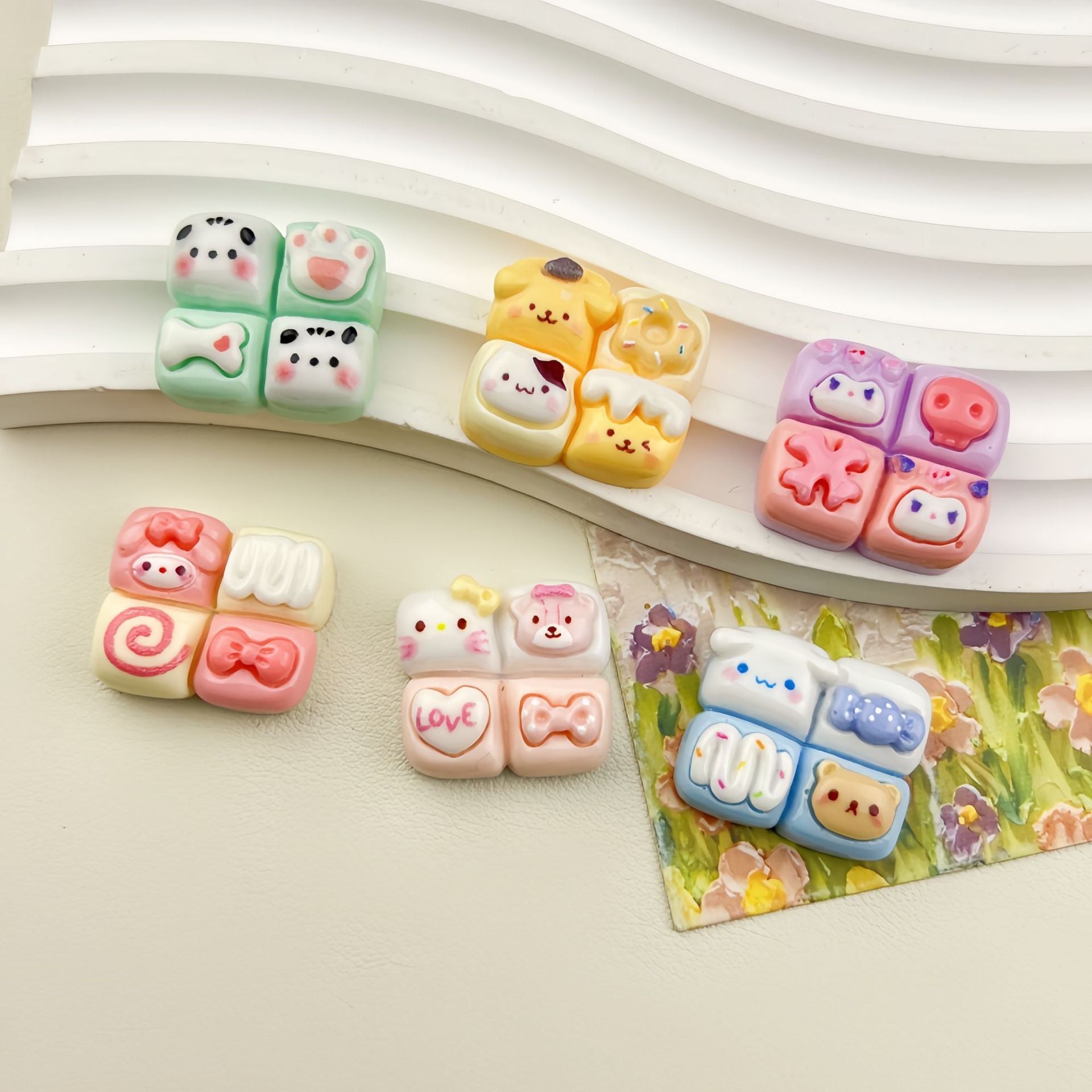Cartoon Sanrio four-square resin cream glue DIY phone case handmade hairpin hairband accessory materials Secondary image
