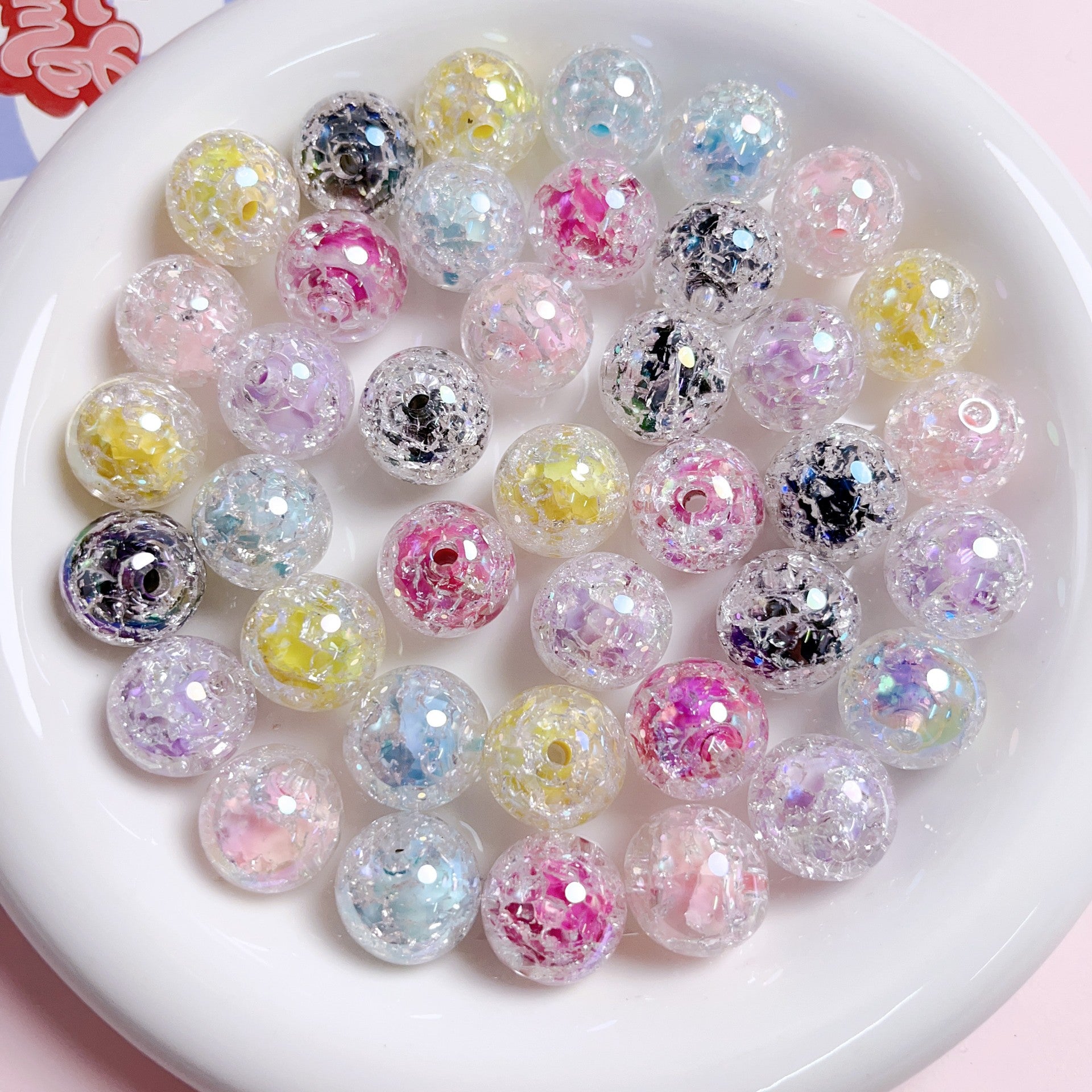 UV electroplated burst candy heart beads DIY handmade phone chain keychain beading materials and accessories Secondary image