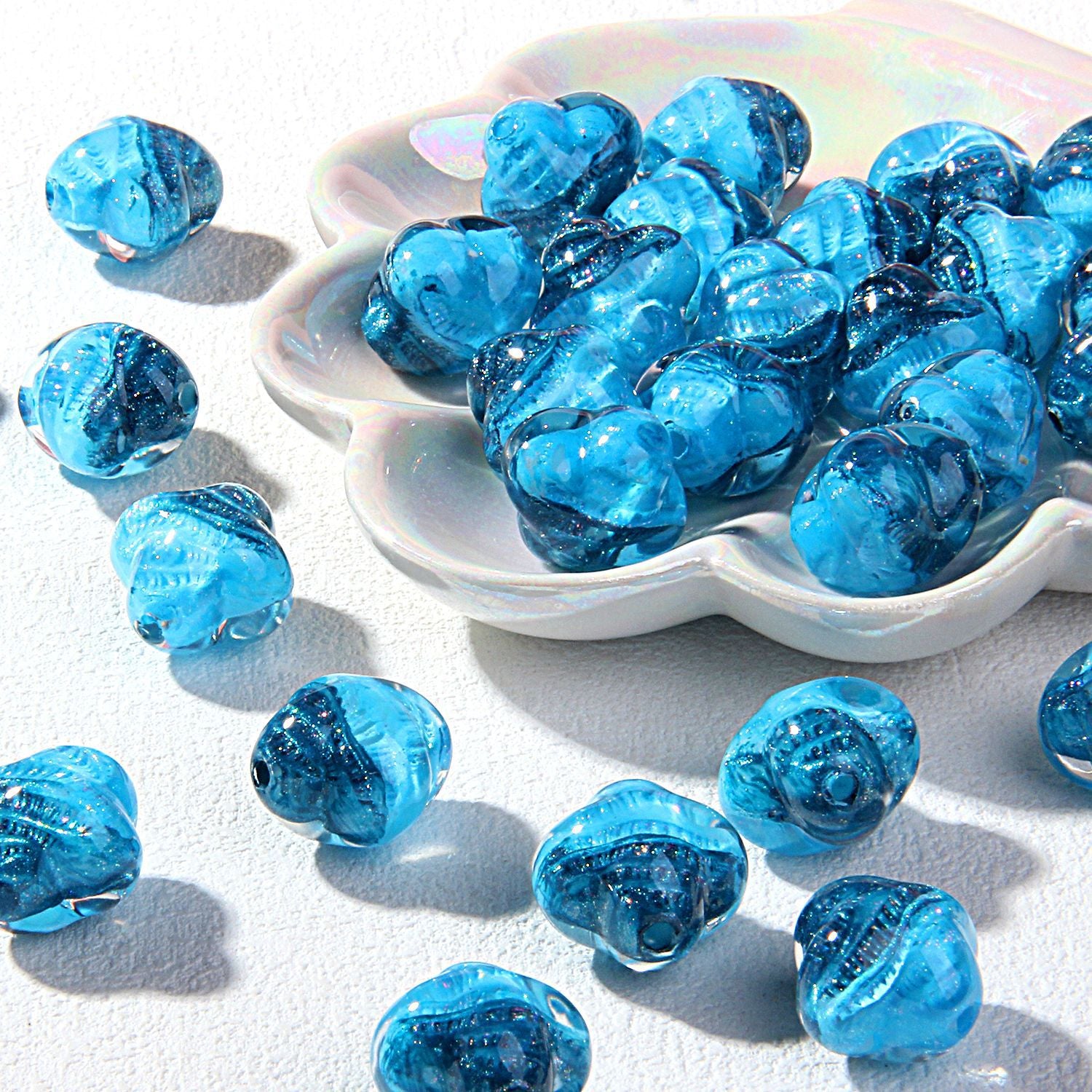 Floral beads with a high-end oil painting style plum blossom design, mixed DIY keychain and bracelet beads Secondary image