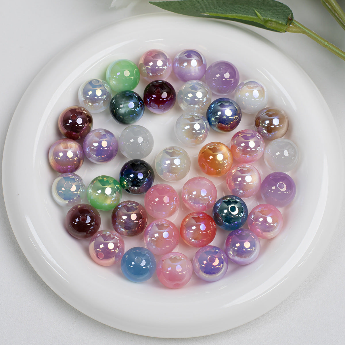 Quicksand cat-eye electroplated imitation cat-eye round resin beads with straight holes for DIY bracelet accessories Secondary image