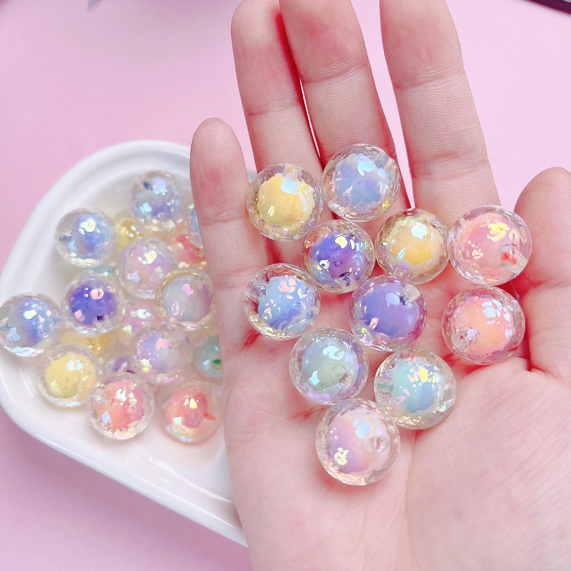 16mm UV-coated translucent wrinkled leather meteorite beads, bead string, loose beads, DIY phone chain accessory materials Secondary image