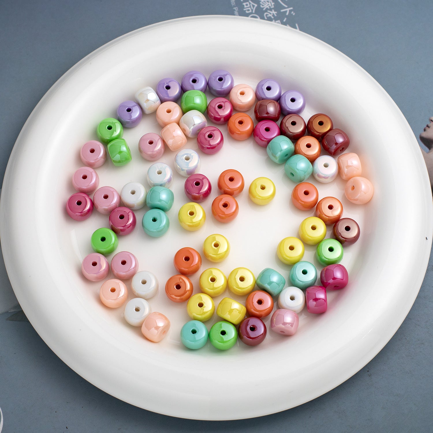 Colorful beads with through holes, electroplated acrylic beads, DIY bracelet spacer beads accessories Secondary image