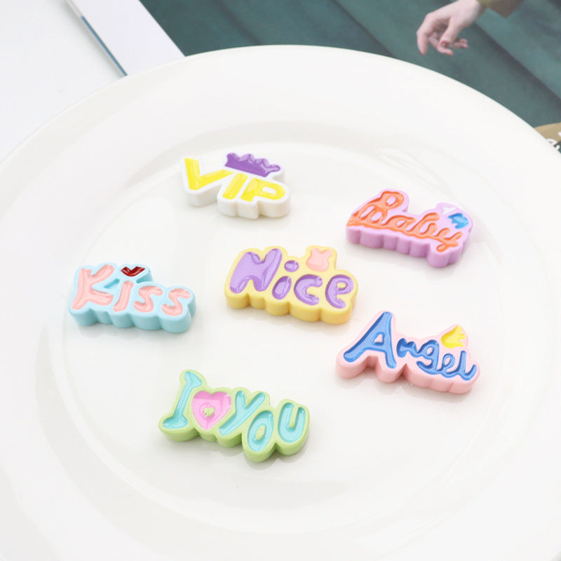Oil-drip letter charms DIY craft materials shoe buckles hat cream glue children's hair accessories resin small accessories Secondary image