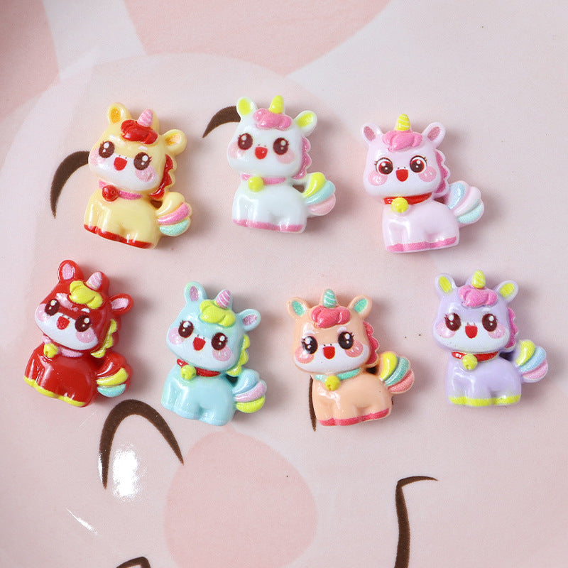 Cartoon cross-border cute little pony DIY cream glue resin accessories for phone cases, hair clips, keychains, pendants, and decorative materials Secondary image