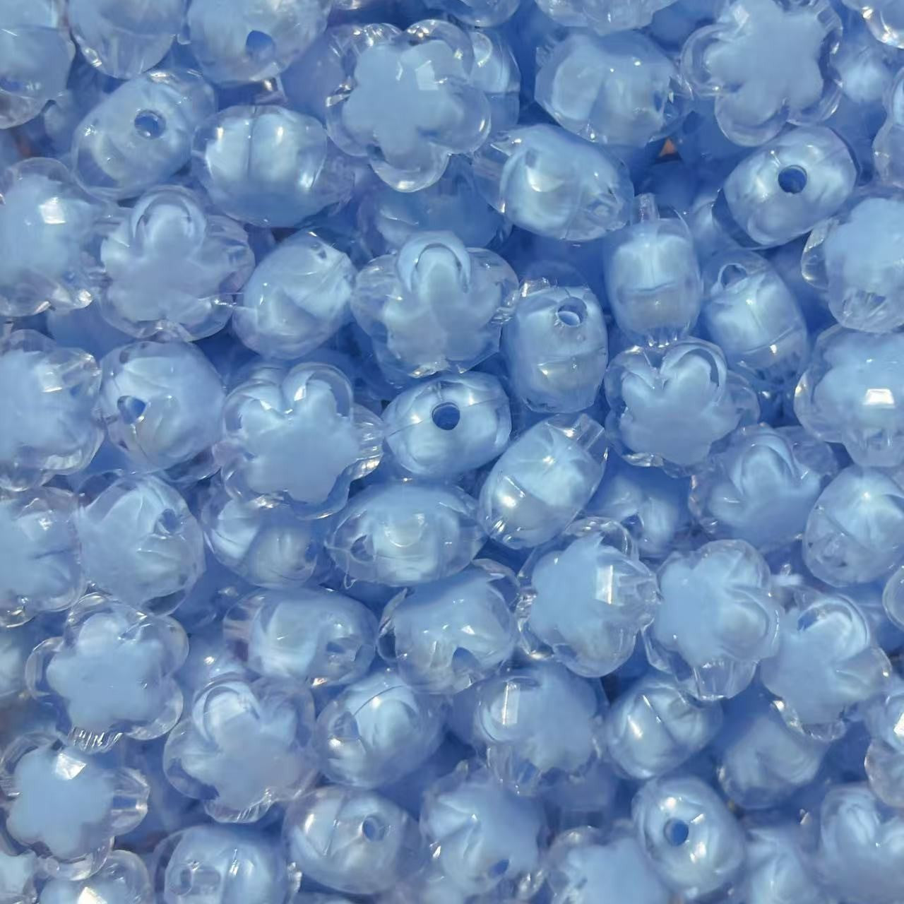 Acrylic transparent frosted inner-color five-petal flower bead-in-bead DIY handmade hair accessory, bracelet, jewelry, and beading accessory Secondary image