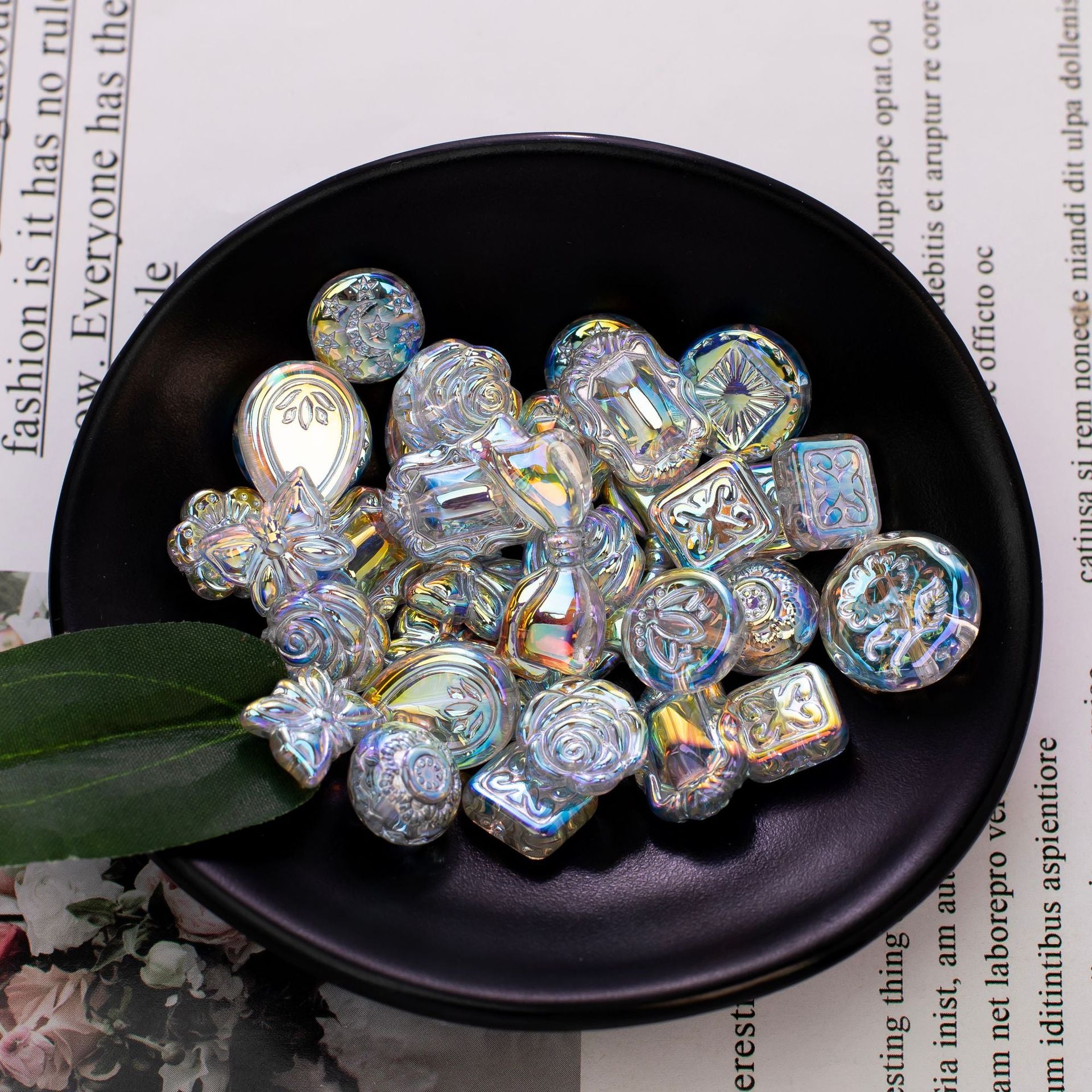 Vintage Silver-Painted Irregular Beads High-Gloss Electroplated Acrylic Through-Hole Loose Beads DIY Phone Chain Accessories Secondary image