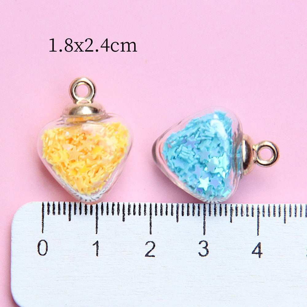 Heart-shaped crystal glass ball pendant wholesale Heart-shaped glitter sequin bead decoration DIY Beaded bracelet and necklace accessories Secondary image