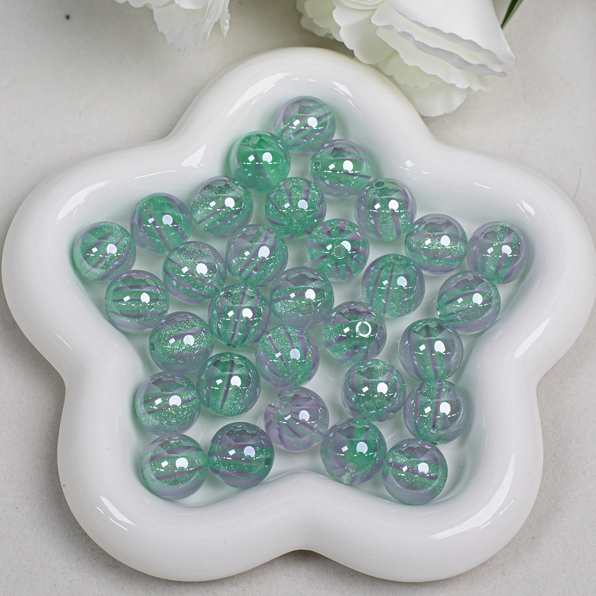 Fine-glitter circus electroplated resin beads with through holes, loose beads for DIY phone chain accessories Secondary image