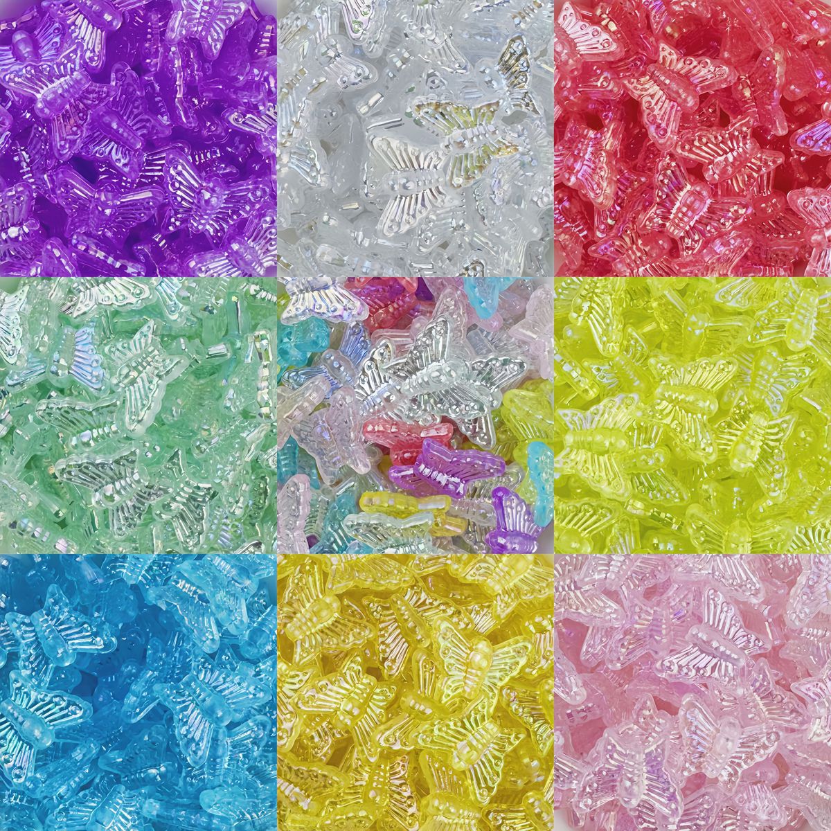16*13mm acrylic color-coated transparent butterfly beads with straight holes, handmade materials for DIY jewelry accessories Secondary image