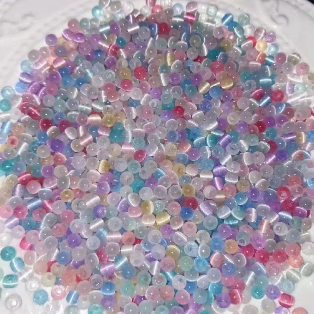 Superior quality 4mm cat-eye brushed round beads DIY handmade beaded bracelet necklace jewelry accessories mixed color loose beads Secondary image