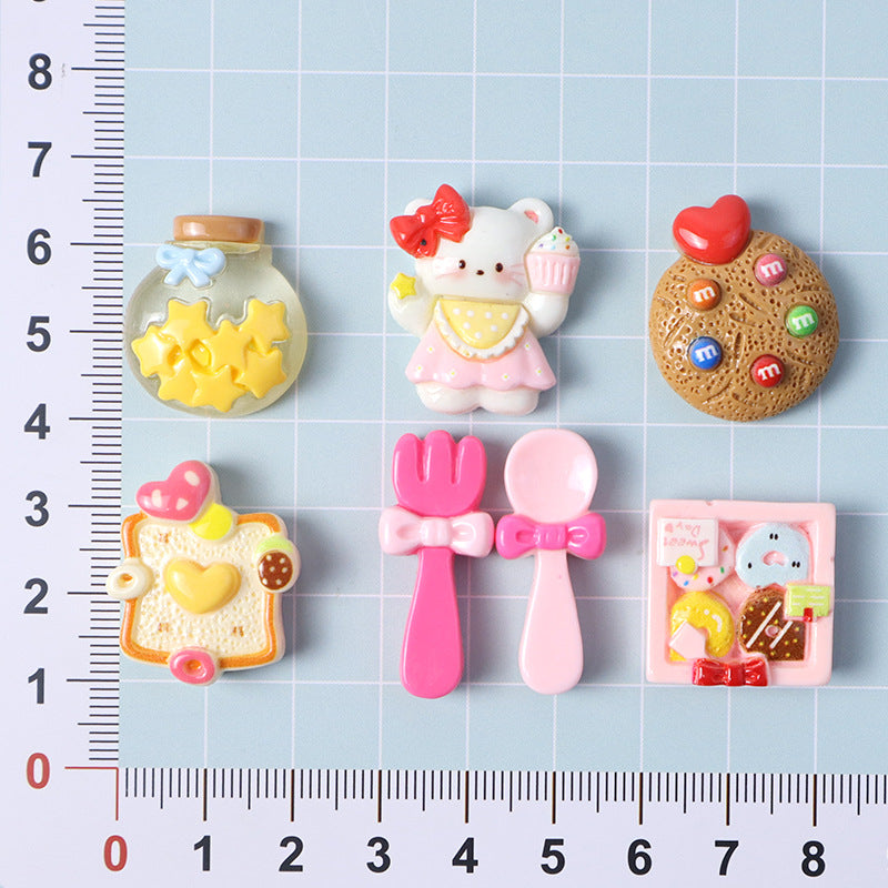 Kitten Afternoon Tea Cartoon Cream Glue Accessories Creative Croc Shoe Buckles High-Quality Resin Accessories DIY Jewelry Hair Clips Secondary image