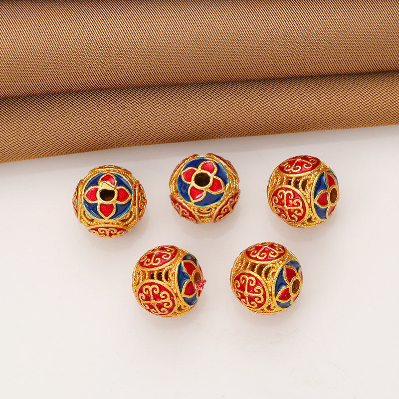 Gold-plated six-character mantra coin lotus spacer beads DIY bracelet necklace decorative accessories small components Secondary image