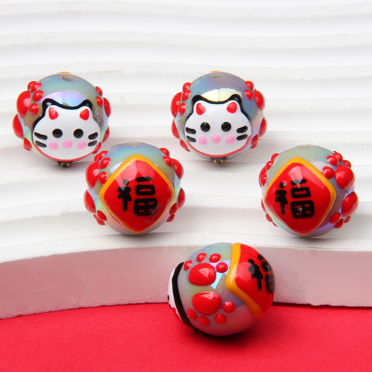 2026 UV-coated colorful cartoon hand-painted beads DIY hand-painted beads loose beads string beads car hanging bracelet Secondary image