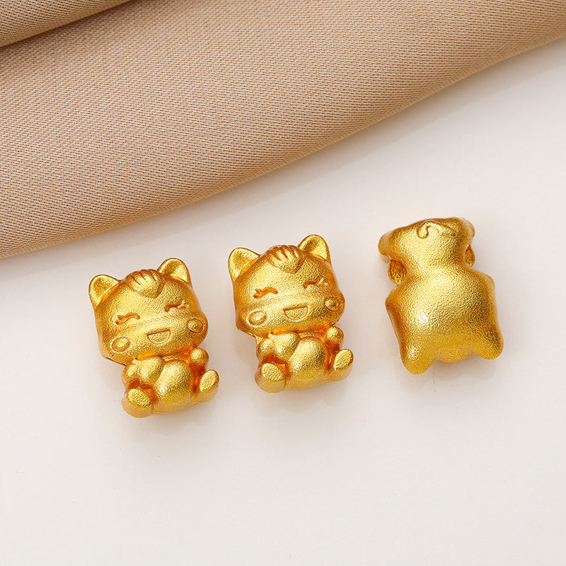 Gold-plated five-lucky horse large-hole spacer bead zodiac horse fortune-red string bracelet with beads and accessories DIY craft materials Secondary image