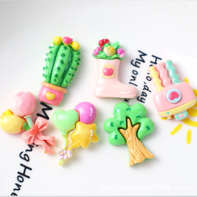 Cartoon glossy spring/summer style DIY resin accessories for handmade hair clips, phone cases, water cups, and headwear Secondary image