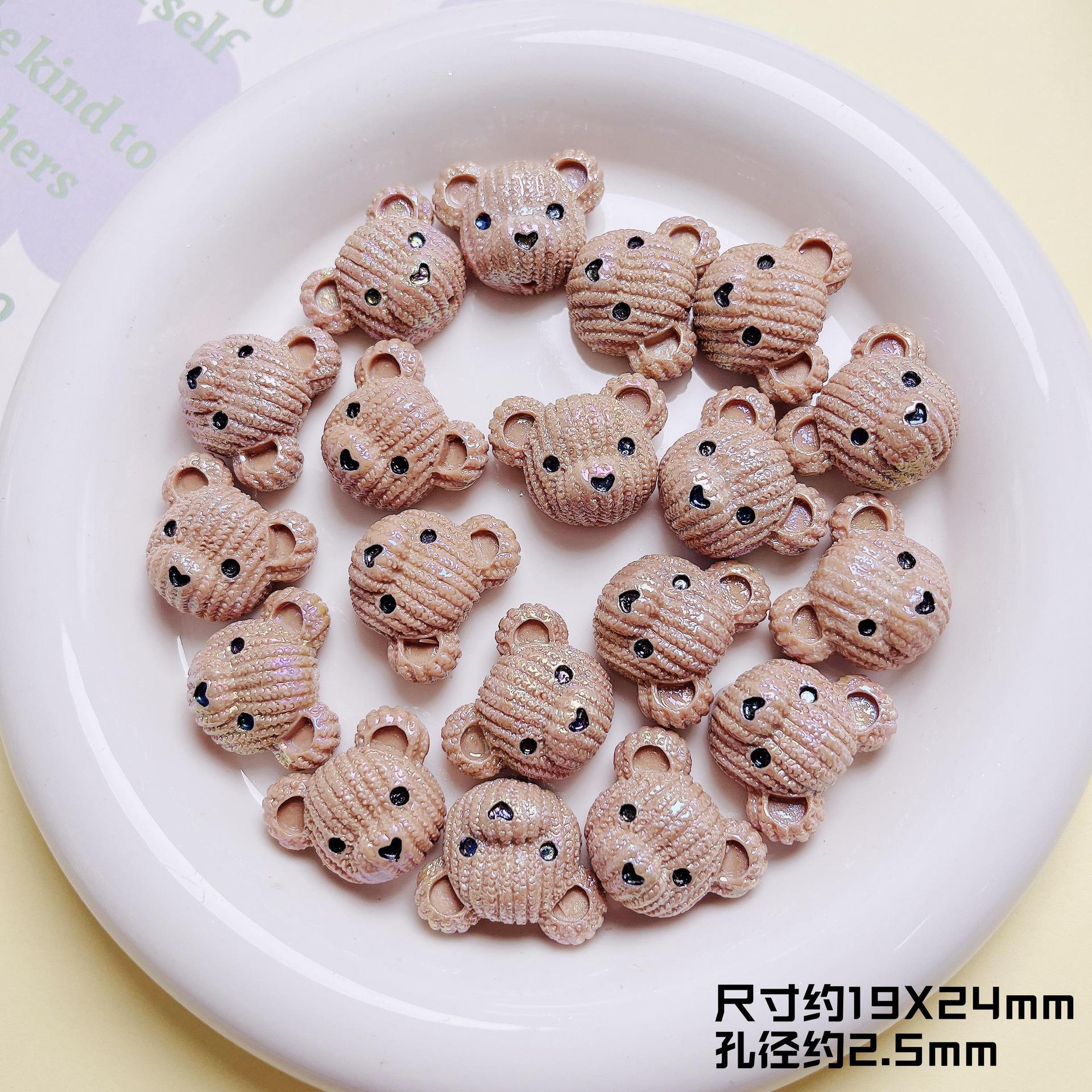 UV-coated colorful cute bear head straight-hole beads, loose beads for DIY phone chains, bracelets, necklaces, and jewelry accessories Secondary image