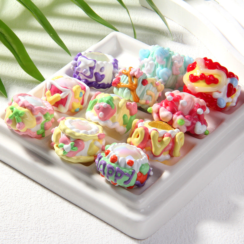 Heavy oil hand-painted beads DIY phone chain beads mixed style beads handmade loose beads oil beads keychain beads Secondary image