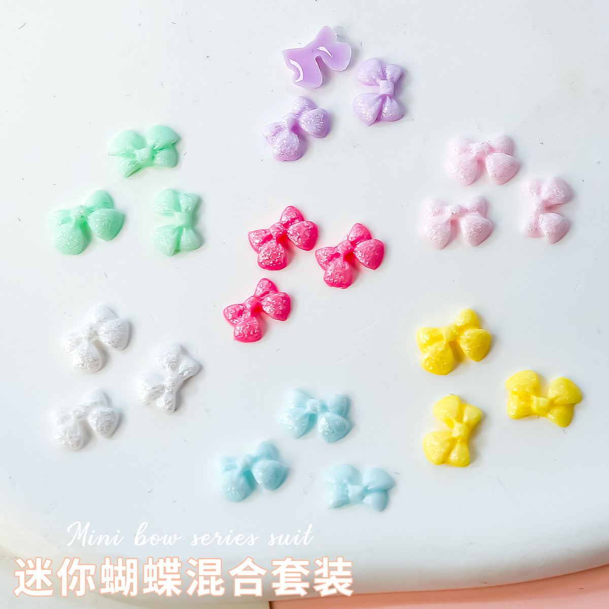 Mini bow resin nail art accessories in candy colors, small resin bow decorations Secondary image