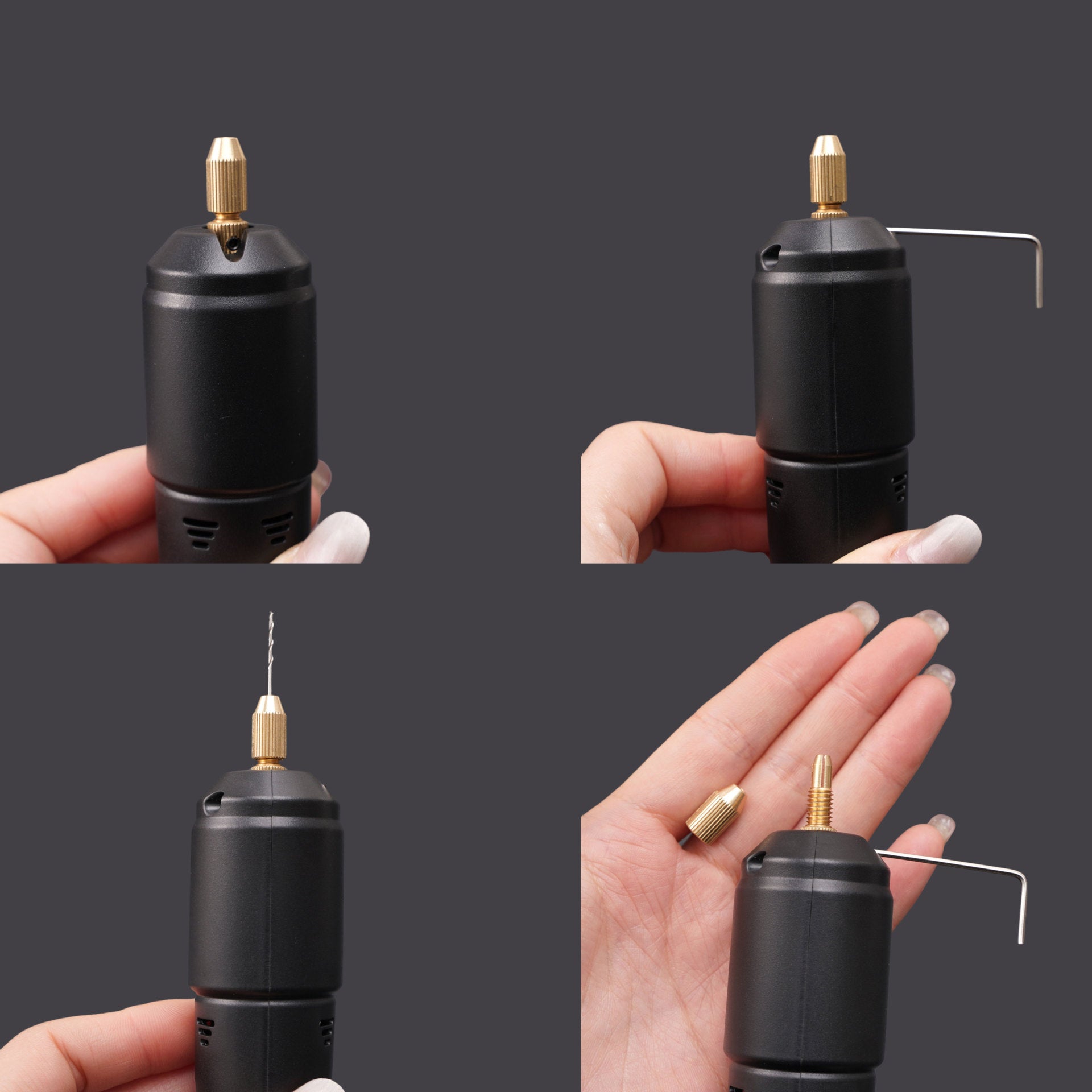 Punched aluminum alloy USB multifunctional electric mini hand drill bit hand twist drill DIY engraving machine tool kit Secondary image